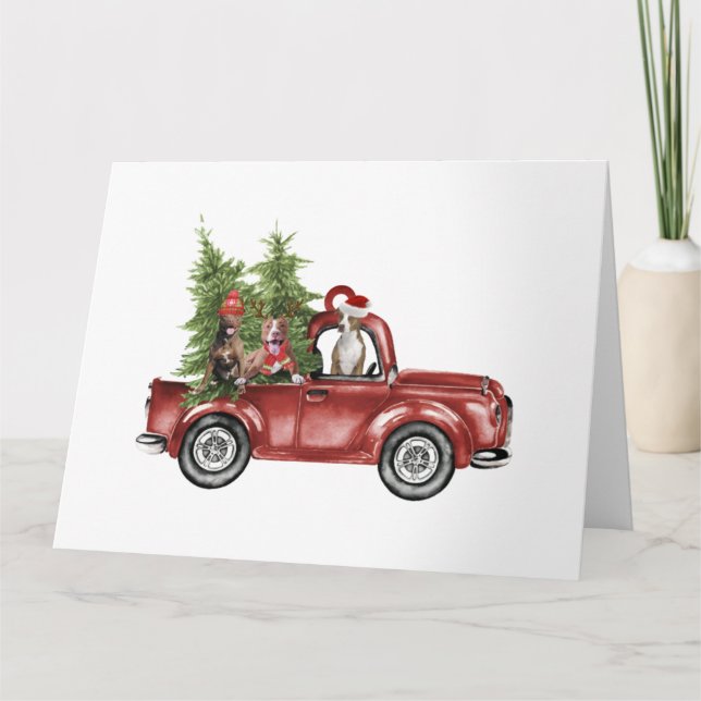 Cartão Enfeite De Natal De Carro Pitbull Presentes Engraç (Frente)