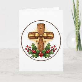 Cartão Enfeite de Natal de Cruz de Madeira Rústica