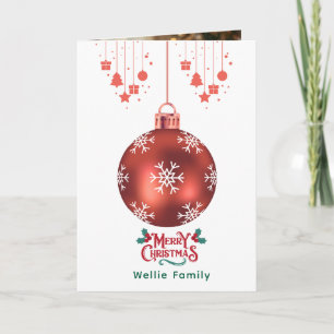 Cartão Enfeite de Natal de Floco de Neve Personalizado C