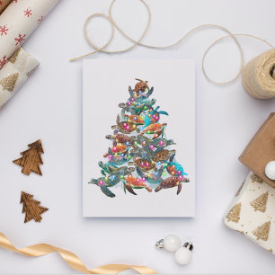 Cartão Enfeite de Natal de Tartaruga Topo de Árvore de Na