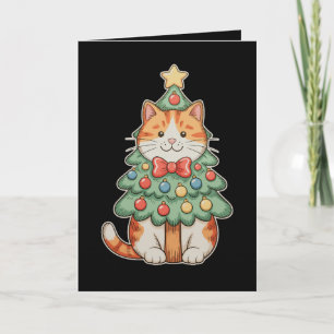 Cartão Enfeites de estrela de árvore de Natal de gato gen