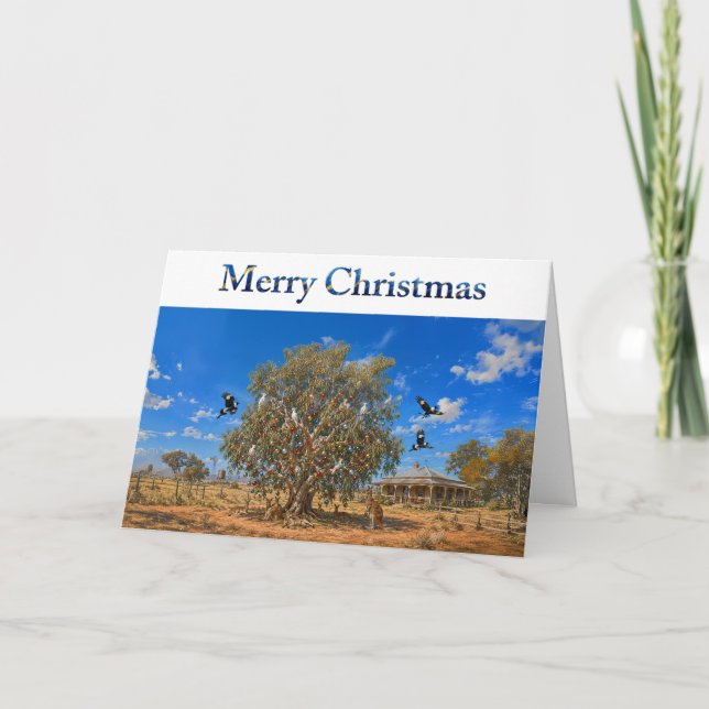 Cartão Enfeites de Natal Aussie Gumtree Cangurus (Frente)