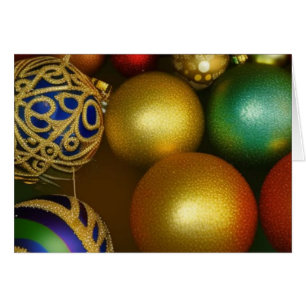 Cartão Enfeites de natal Blue Dourado Braid
