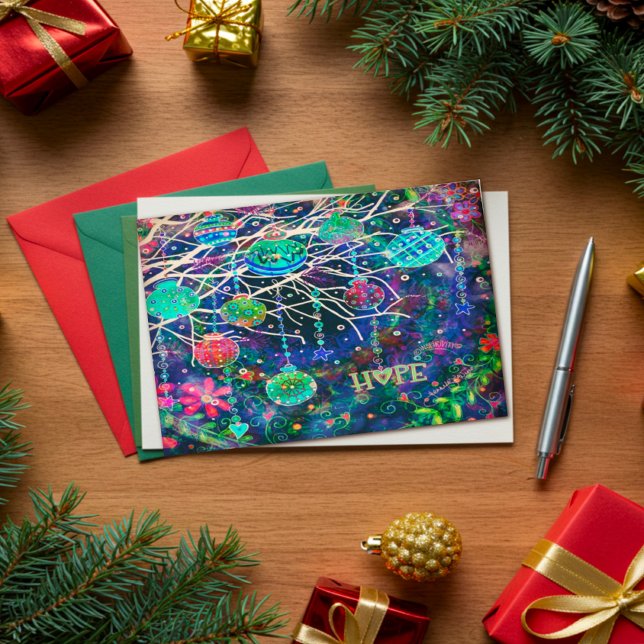 Cartão Enfeites de natal Bonito da Esperança Moderna Eleg (Criador carregado)