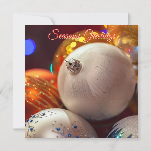 Cartão Enfeites de natal coloridos (Frente)