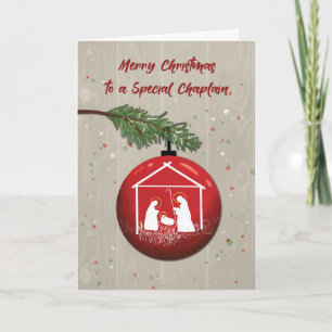 Cartão Enfeites de natal de Chaplain com Manger