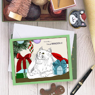 Cartão Enfeites de natal de Gato Branco Engraçados