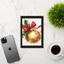 Cartão Enfeites de natal Ouro