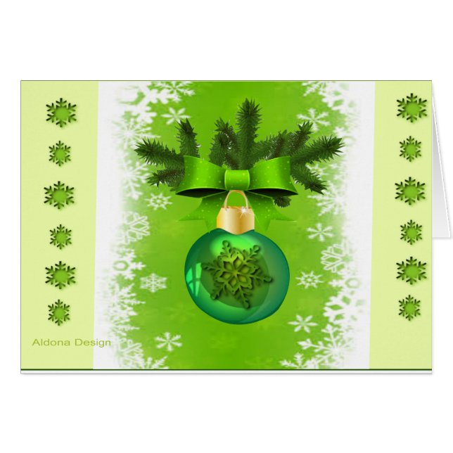 Cartão Enfeites de natal Verdes (Frente Horizontal)