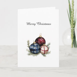 Cartão Enfeites De Natal Vermelho Azul Creme Country