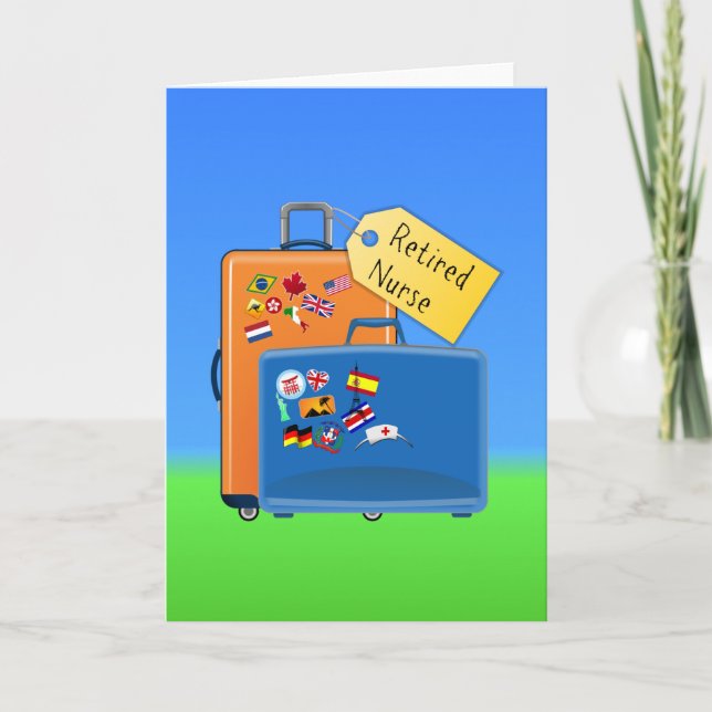 Cartão Enfermeira aposentada, embalada e pronta para ir (Frente)