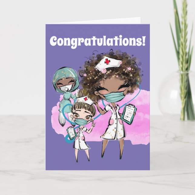 Cartão Enfermeira com máscara de cóvulo afro-americana, m (Frente)