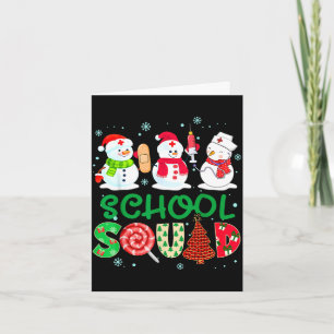 Cartão Enfermeira da equipe escolar boneco de neve esteto