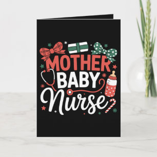 Cartão Enfermeira de Mãe e Bebê Stethoscope de Natal Cana