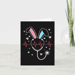 Cartão Enfermeira de Páscoa bonita Bunny Stethoscope Nurs