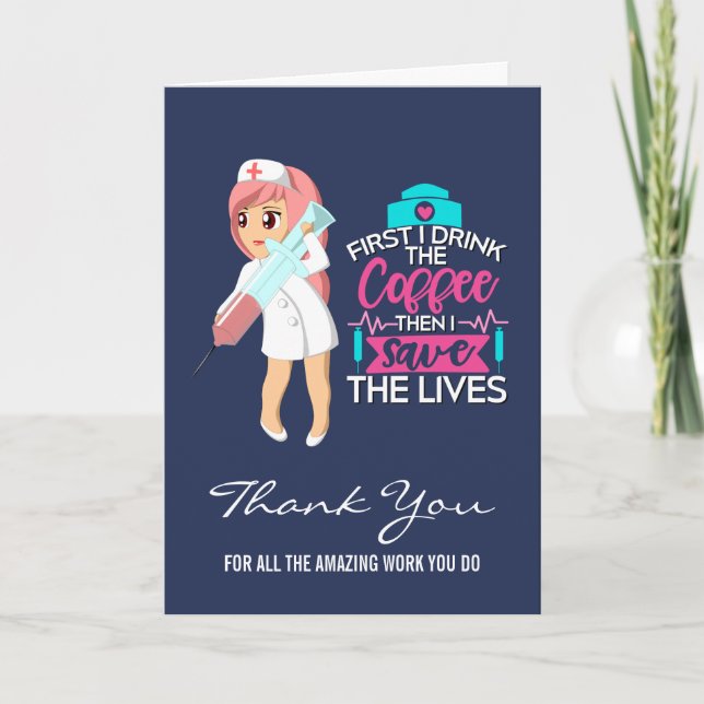 Cartão Enfermeira Engraçada Dizendo com Grande Agulha hip (Frente)