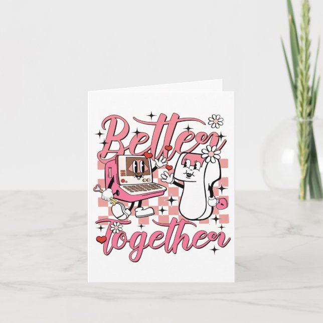 Cartão Enfermeira Retro Dia dos Namorados Técnico de Ultr (Frente)