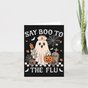 Cartão Enfermeira Retro Ghost Halloween Vacina Diz Boo À