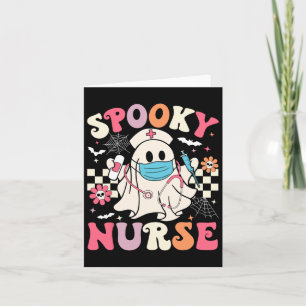 Cartão Enfermeira Spooky Ghost Halloween Cute Groovy Enfe