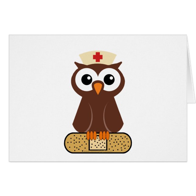 Cartão Enfermeiro Owl (com bandaid) (Frente Horizontal)