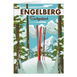 Cartão Engelberg Suiça ski poster