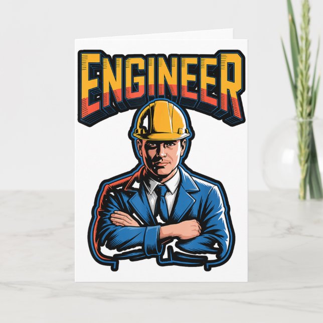 Cartão Engenheiro em Letras Gregas Humor Nerd Stem  (Frente)