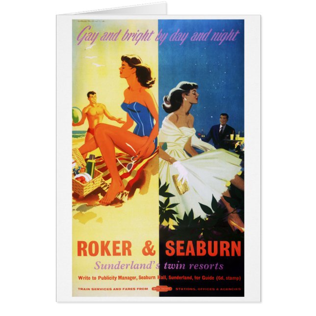 Cartão England Roker e Seaburn - Poster vintage Restaurad (Frente)