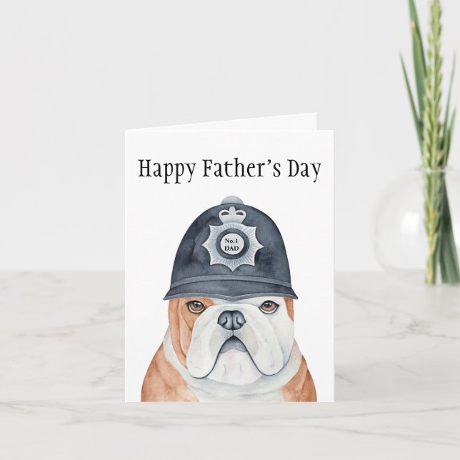 Cartão English Bulldog Cão Policial Nº1 Pai Dia dos Pais (Frente)