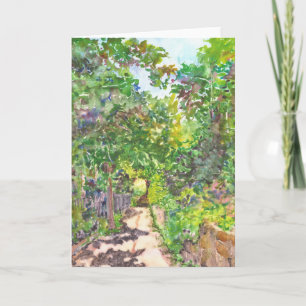 Cartão English Country Lane Watercolor Greeting Card