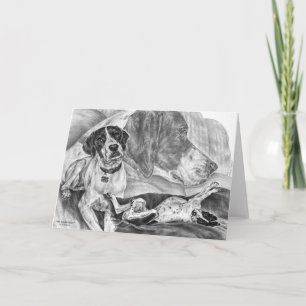 Cartão English Pointer Dogs Drawing by Kelli Swan