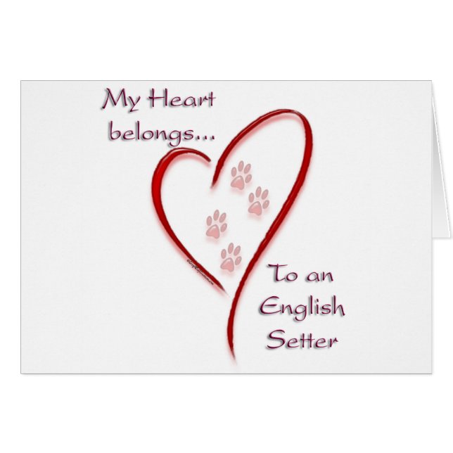 Cartão English Setter Hearts Pertence (Frente Horizontal)