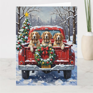 Cartão English Setter Natal Caminhão Vermelho Férias