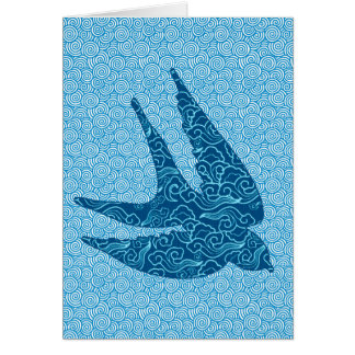 Cartão Engorda japonesa em voo, cobalto e azul pálido