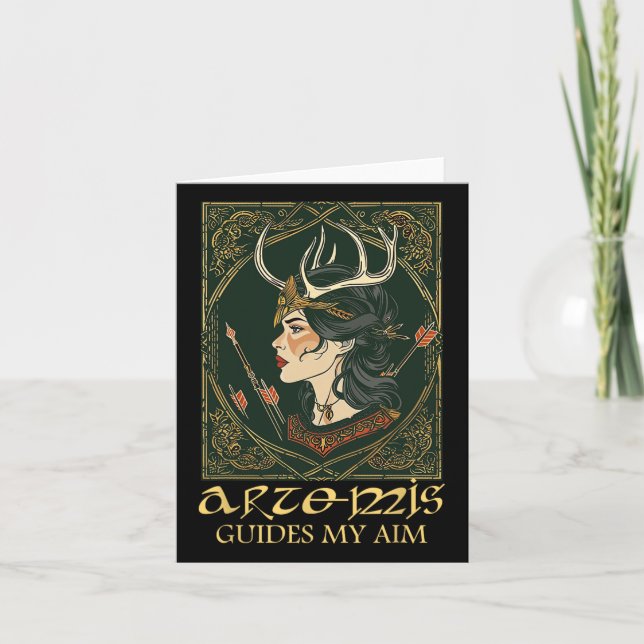 Cartão Engraçada Deusa Grega Artemis Deer Caçando Mitolog (Frente)