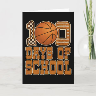 Cartão Engraçado 100 Dias Basquete Escola Crianças Esport