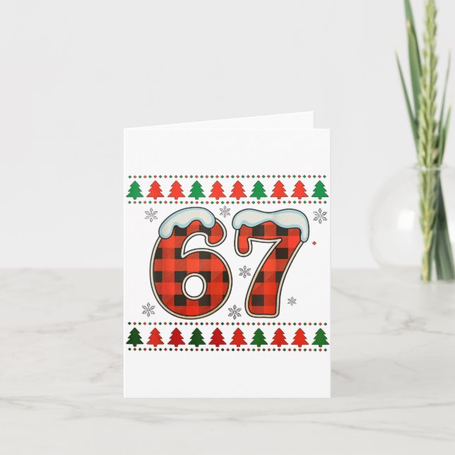 Cartão Engraçado 67 Seis Sete Esquadrão Meme Natal Suéter (Frente)