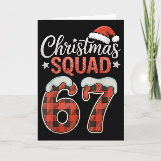 Cartão Engraçado 67 Seis Sete Meme Brainrot 67 Natal Squa (Frente)