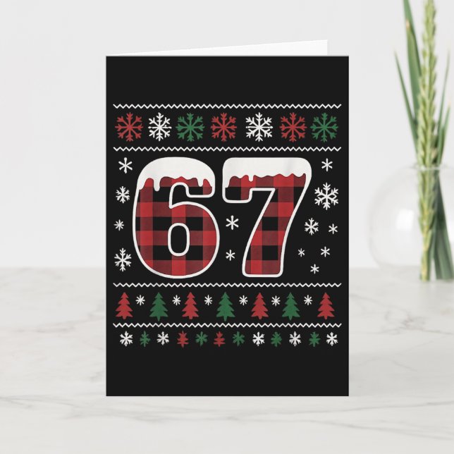 Cartão Engraçado 67 Seis Sete Meme Brainrot Cringe Natal  (Frente)