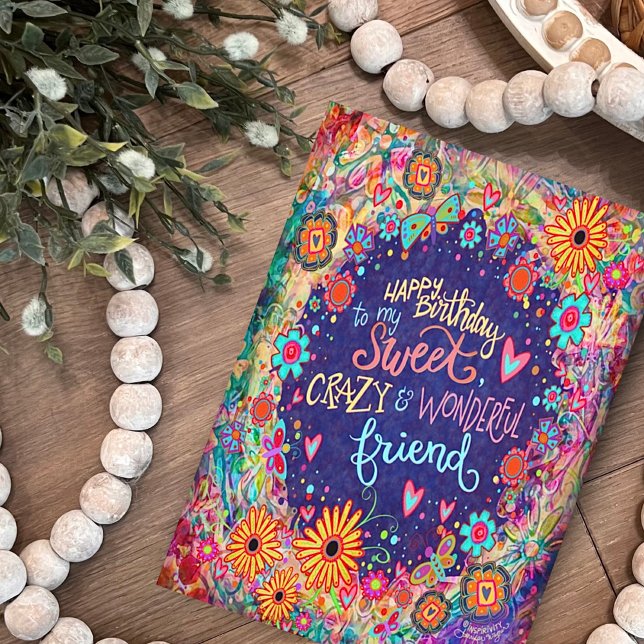 Cartão Engraçado Amigo Louco, Trendy Floral (Criador carregado)