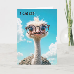 Cartão Engraçado Aniversário Ostrich Vestindo óculos