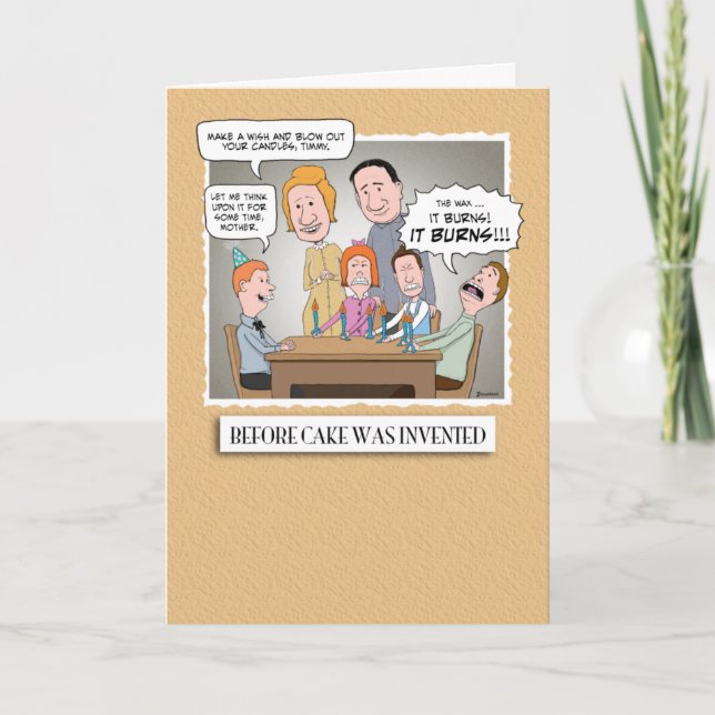 Cartão Engraçado Antes Do Bolo Ser Inventado Aniversário (Frente)