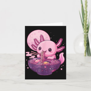Cartão Engraçado Axolotl Noodle Anime Kawaii Axolotl come