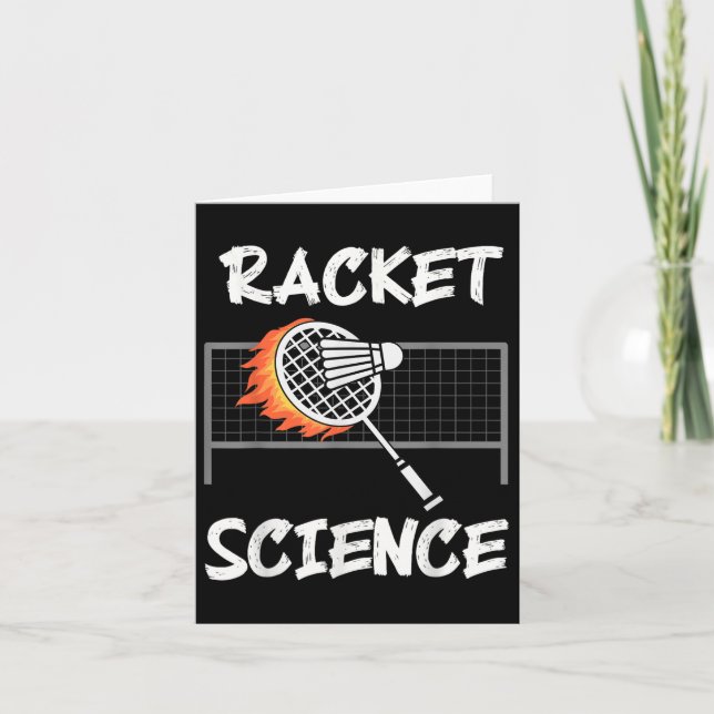 Cartão Engraçado Badminton Humor Racket Science Shuttle E (Frente)