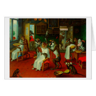 Cartão Engraçado Barber Compra Salão Gatos Macacos Apos