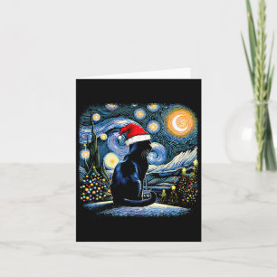 Cartão Engraçado Black Cat Santa Hat Feliz de Natal Ch