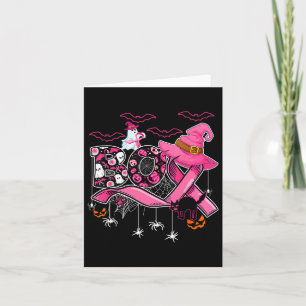 Cartão Engraçado Boo Pumpkin Witch Pink Friso Cancer