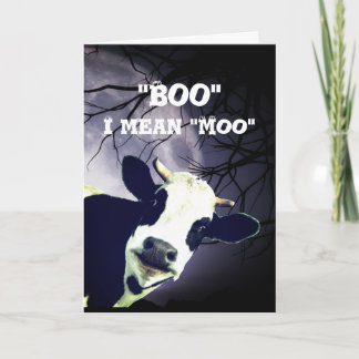 Cartão Engraçado Boo quer dizer Moo Cow Moon Halloween