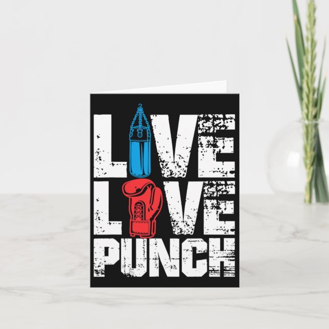 Cartão Engraçado Boxando, Tee Live Love Punch (Frente)