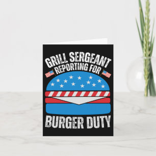 Cartão Engraçado Burger Amante Americano Flag Feliz 4º De