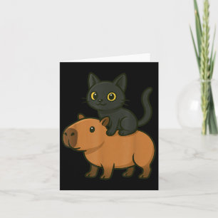 Cartão Engraçado Capybara Black Cat Amante de os animais